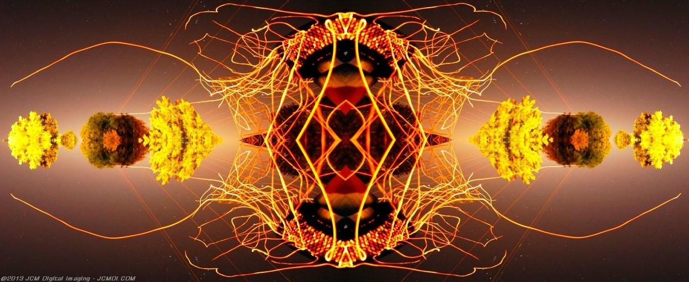 Long exposure chimney sparks quadroscopic artwork